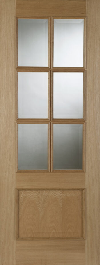 Unfinished Oak Iris 6 Light FD30 Glazed Fire Door - 1981x686x44mm