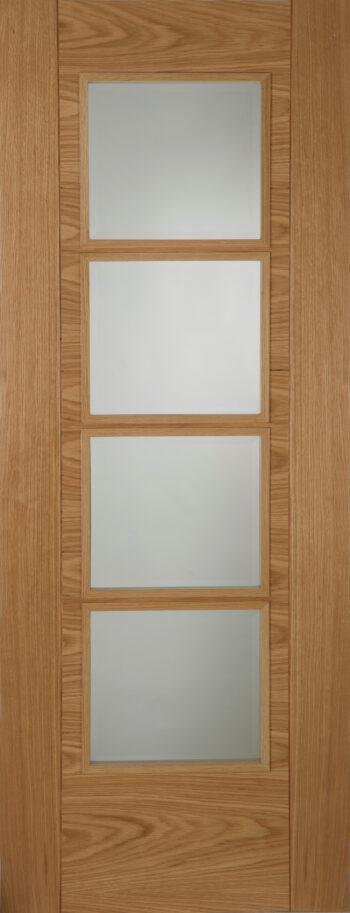Pre-finished Oak Iseo PB FD30 4 Light Glazed Fire Door