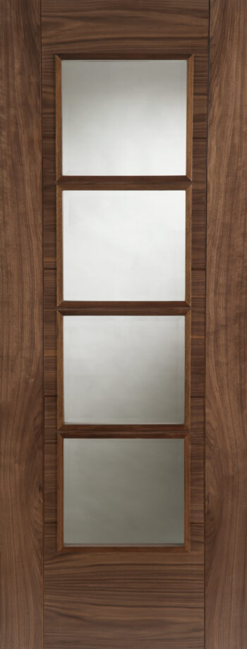 Pre-finished Walnut PB Iseo FD30 4 Light Glazed Fire Door