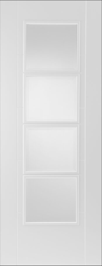 White Primed Iseo 4 Light Glazed FD30 Fire Door